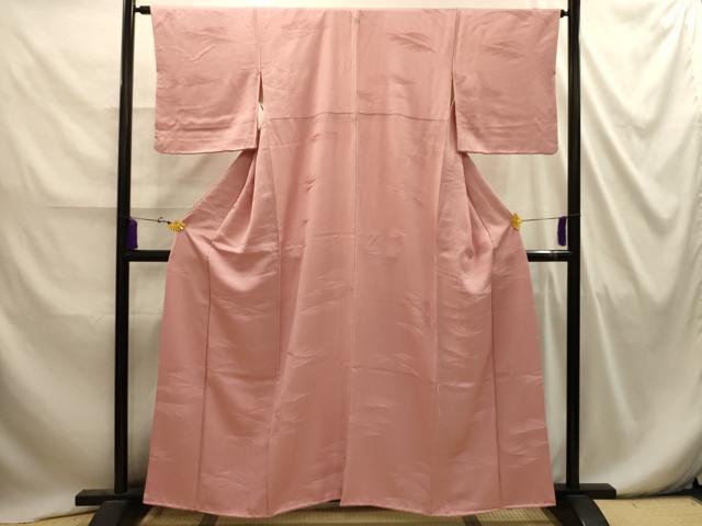 平和屋着物■上質な色無地 立波地紋 珊瑚色 正絹 逸品 AABI4351sx