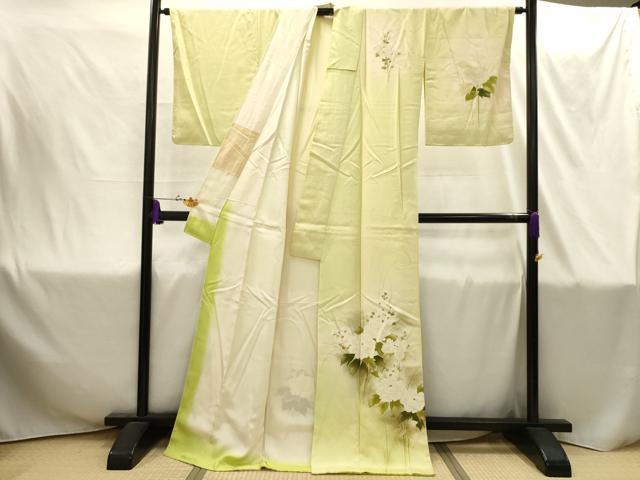 平和屋着物■訪問着 手描き 草花文 暈し染め 金彩 正絹 逸品 AABI4355sx