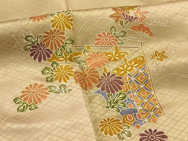 平和屋着物■訪問着 駒刺繍 草花文 暈し染め 金彩 正絹 逸品 AABI4360sx