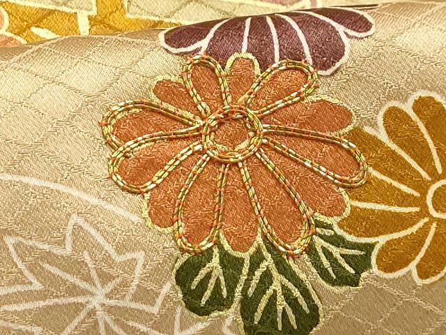平和屋着物■訪問着 駒刺繍 草花文 暈し染め 金彩 正絹 逸品 AABI4360sx