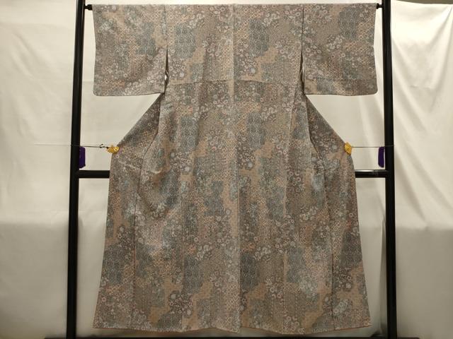 平和屋着物■上質な小紋 更紗花文 正絹 逸品 AABI4363sx