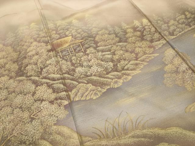 平和屋着物■訪問着 風景文 暈し染め 金銀彩 正絹 逸品 AABI4364sx