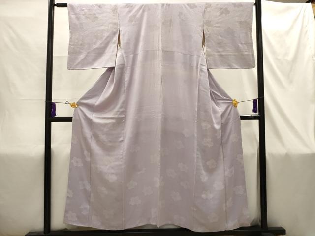 平和屋着物■上質な色無地 舞花地紋 藤色 正絹 逸品 AABI4370sx