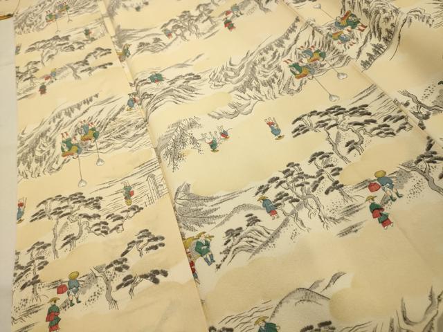 平和屋着物■上質な小紋 人物風景文 正絹 逸品 AABI4372sx