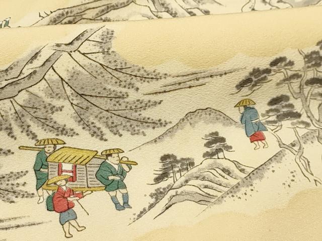 平和屋着物■上質な小紋 人物風景文 正絹 逸品 AABI4372sx