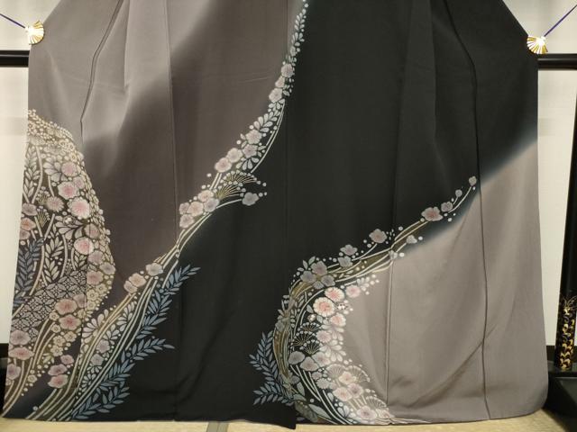平和屋着物●訪問着 辻が花 舞花文 暈し染め 金彩 正絹 逸品 AABI4407ck
