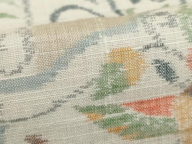 平和屋着物●本場小千谷紬 人物文 正絹 逸品 未使用 AABI4408ck