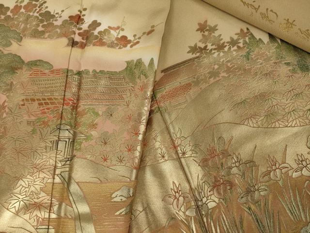 平和屋着物●豪華色留袖 金彩琳派 風景文 正絹 逸品 AABI4409ck