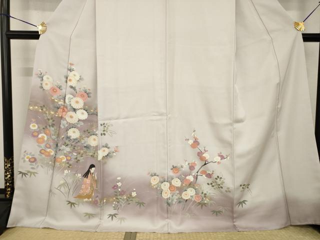平和屋着物●豪華色留袖 女人花文 正絹 逸品 AABI4414ck