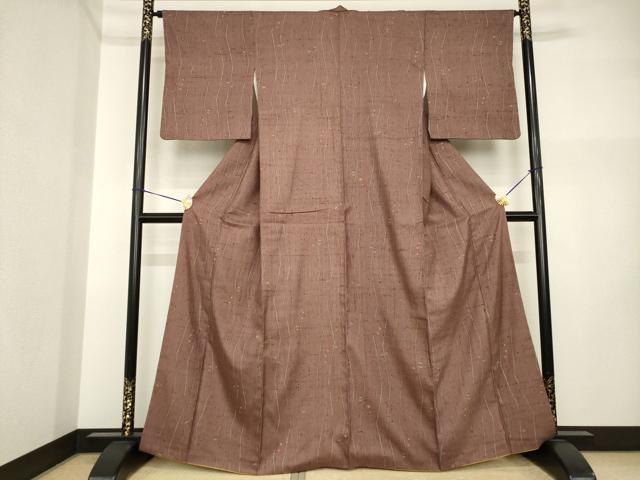 平和屋着物●上質な小紋 紬 幾何学花文 正絹 逸品 AABI4418ck