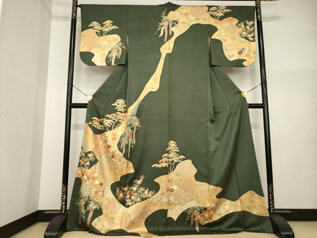 平和屋着物●訪問着 道永雪輪花文 摺り剥がし 金彩 ロング丈 正絹 逸品 AABI4433ck