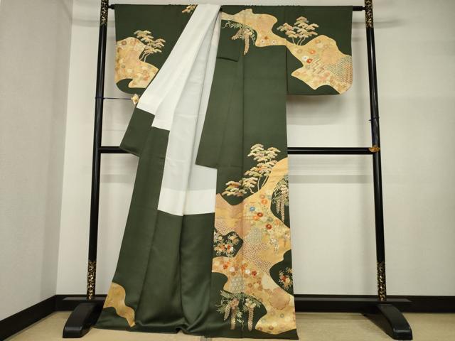 平和屋着物●訪問着 道永雪輪花文 摺り剥がし 金彩 ロング丈 正絹 逸品 AABI4433ck