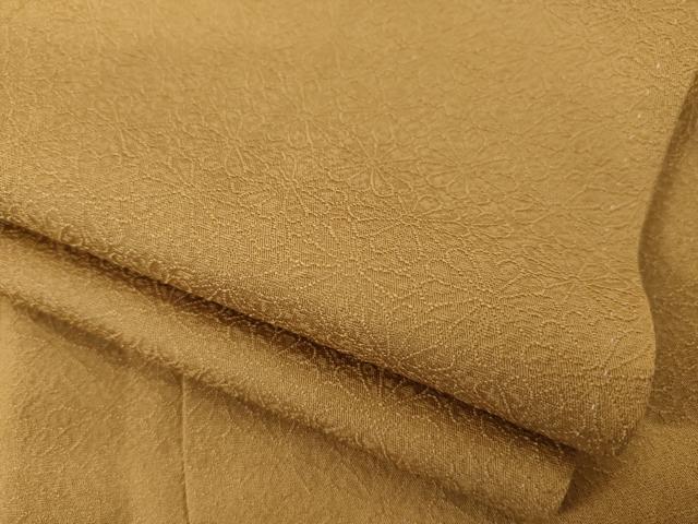 平和屋着物○上質な色無地 菊尽くし地紋 狐色 正絹 逸品 AABI4435ck