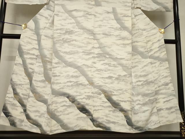 平和屋着物●男性 訪問着 刺繍 流水霞文 箔散らし 暈し染め 金彩 背抜き仕立て キングサイズ 正絹 逸品 AABI4436ck