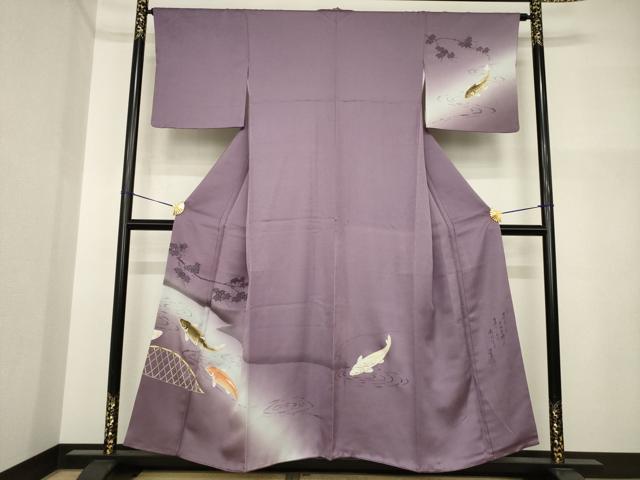 平和屋着物●訪問着 作家物 鯉 金彩 正絹 逸品 AABI4457ck