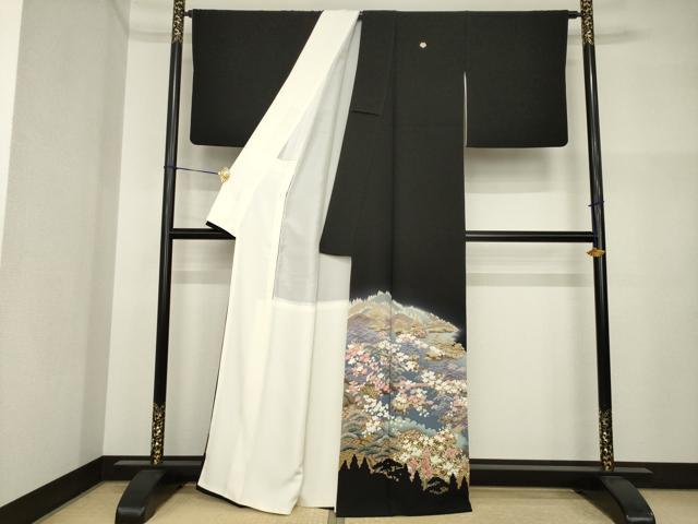 平和屋着物●本加賀友禅作家 村下信幸 黒留袖 風景文 暈し染め 正絹 逸品 AABI4458ck