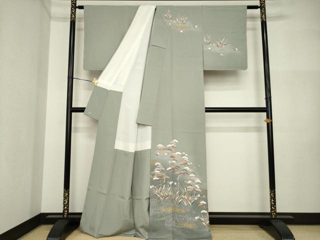 平和屋着物●訪問着 友禅 松 暈し染め 金彩 三越扱い 正絹 逸品 AABI4460ck