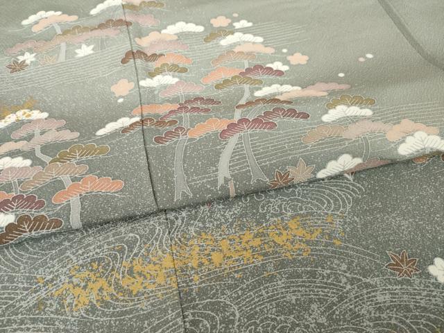 平和屋着物●訪問着 友禅 松 暈し染め 金彩 三越扱い 正絹 逸品 AABI4460ck