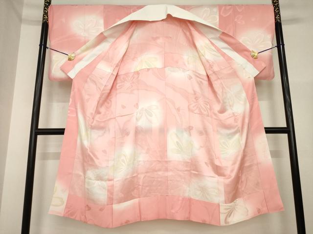 平和屋着物●長襦袢 無双仕立て 舞花地紋 暈し染め 正絹 逸品 AABI4478ck
