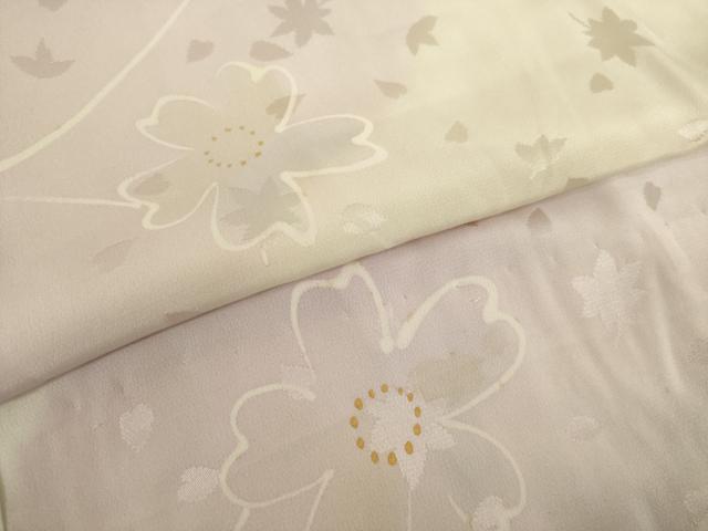 平和屋着物●長襦袢 無双仕立て 舞花文 暈し染め 半衿刺繍 正絹 逸品 AABI4480ck