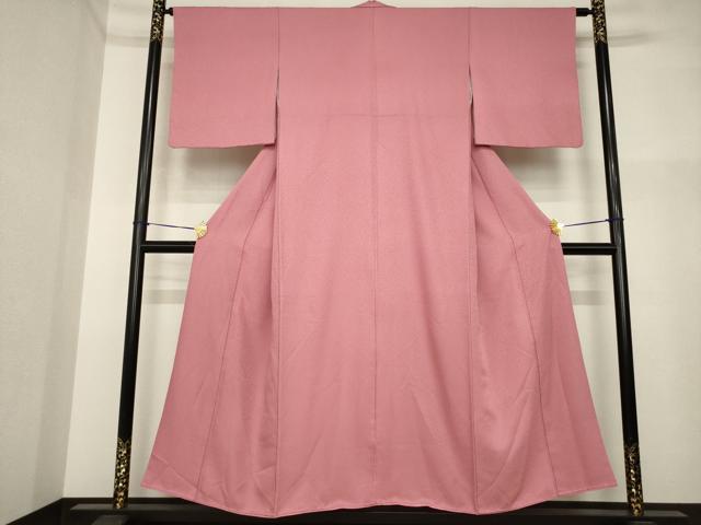 平和屋着物●上質な色無地 蘇芳香色 洗える着物 AABI4485ck