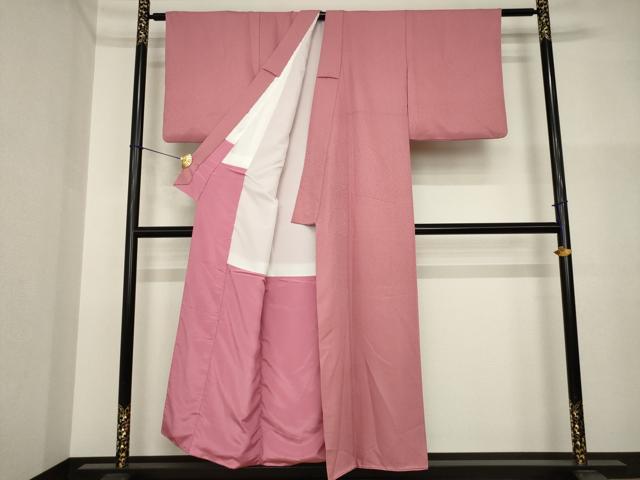 平和屋着物●上質な色無地 蘇芳香色 洗える着物 AABI4485ck