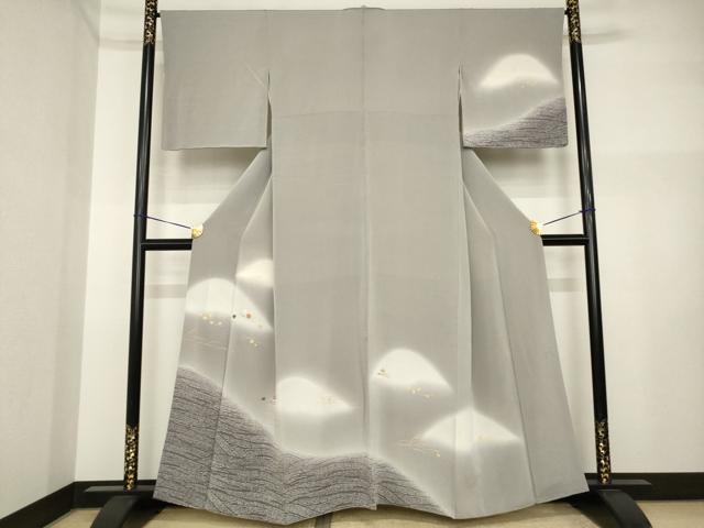 平和屋着物●訪問着 刺繍 遠山文 暈し染め 金彩 鬼しぼ縮緬 正絹 逸品 AABI4493ck