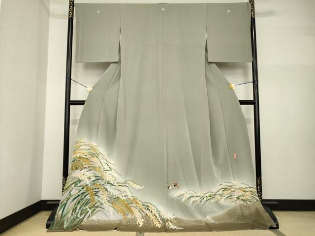 平和屋着物●本加賀友禅作家 池田裕 色留袖 稲穂 雀 正絹 逸品 AABI4503ck