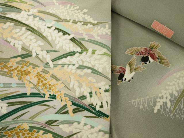 平和屋着物●本加賀友禅作家 池田裕 色留袖 稲穂 雀 正絹 逸品 AABI4503ck