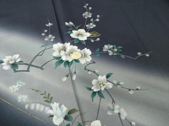 平和屋着物●訪問着 螺鈿 枝花文 暈し染め ロング丈 正絹 逸品 AABI4508ck