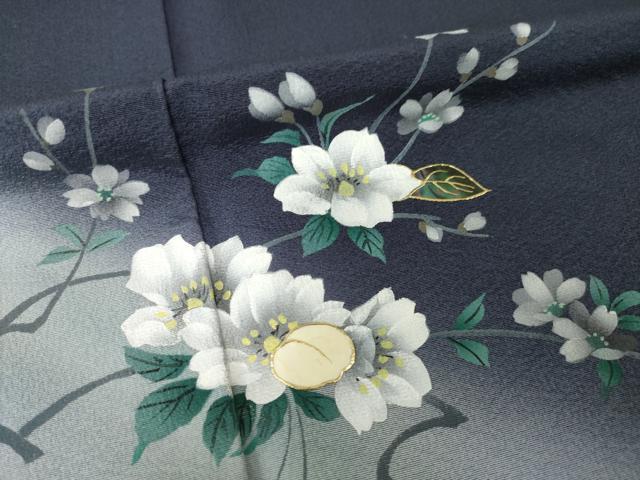 平和屋着物●訪問着 螺鈿 枝花文 暈し染め ロング丈 正絹 逸品 AABI4508ck