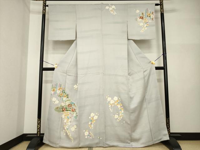 平和屋着物●訪問着 辻が花 刺繍 舞花文 正絹 逸品 AABI4509ck