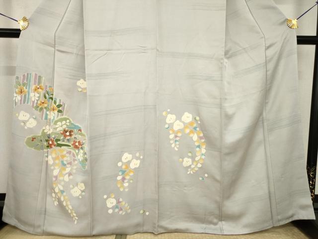 平和屋着物●訪問着 辻が花 刺繍 舞花文 正絹 逸品 AABI4509ck