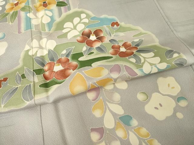 平和屋着物●訪問着 辻が花 刺繍 舞花文 正絹 逸品 AABI4509ck