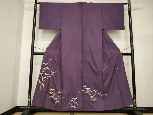 平和屋着物●本加賀友禅作家 能川光陽 石川県指定無形文化財 牛首紬 白山工房 手織り 訪問着 草花文 正絹 逸品 AABI4513ck