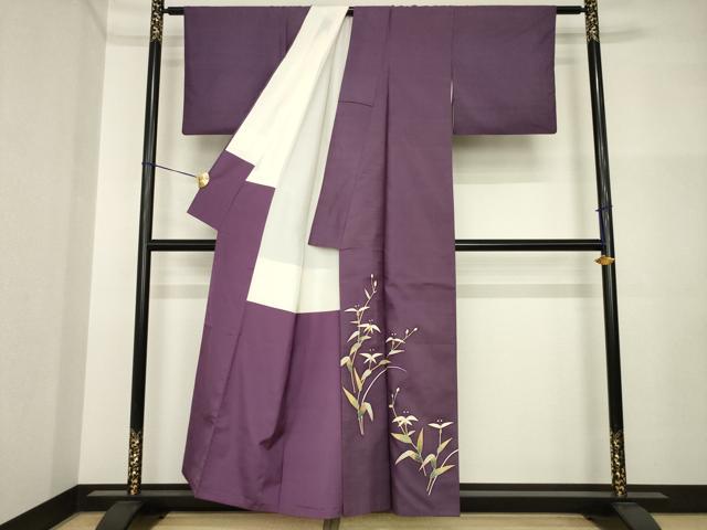 平和屋着物●本加賀友禅作家 能川光陽 石川県指定無形文化財 牛首紬 白山工房 手織り 訪問着 草花文 正絹 逸品 AABI4513ck