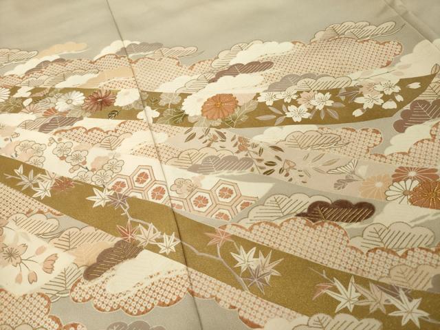平和屋着物●豪華色留袖 友禅 駒刺繍 蔓帯吉祥花文 金彩 正絹 逸品 AABI4521ck