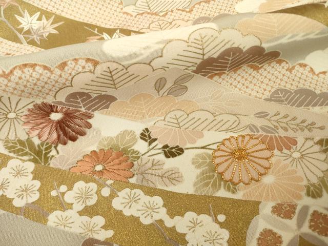 平和屋着物●豪華色留袖 友禅 駒刺繍 蔓帯吉祥花文 金彩 正絹 逸品 AABI4521ck