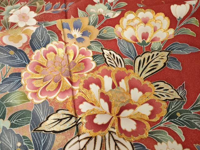 平和屋着物●豪華振袖 駒刺繍 花蝶文 銀通し地 正絹 逸品 AABI4524ck