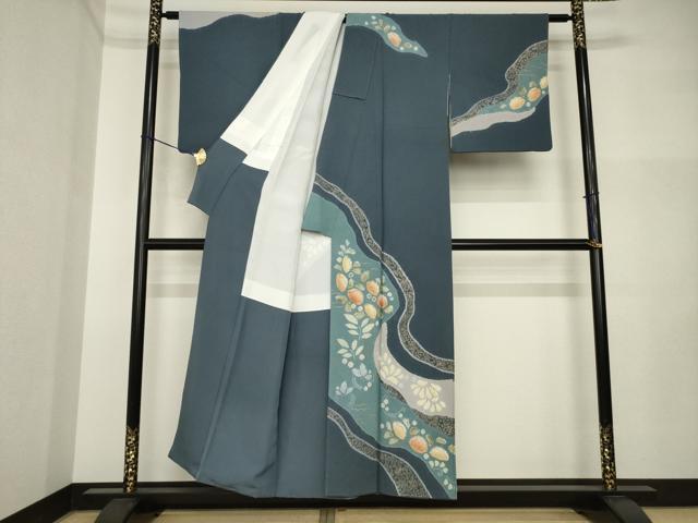 平和屋着物●十日町 名門 滝泰謹製 訪問着 辻が花 絞り 流水花文 正絹 逸品 AABI4527ck