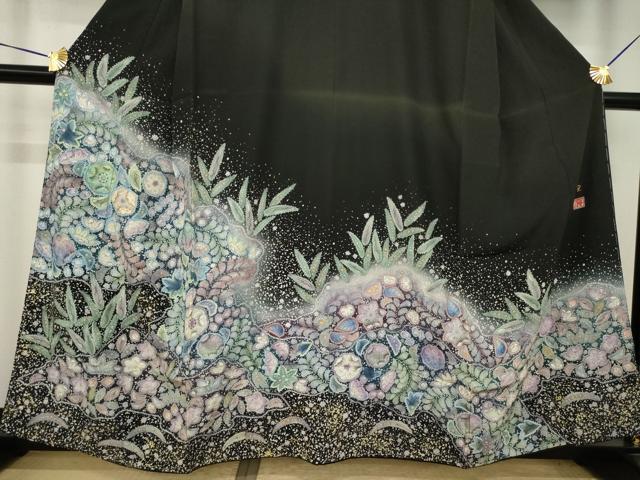 平和屋着物●吉乃一廉 幻の辻が花 訪問着 辻が花 駒刺繍 暈し染め 金彩 正絹 逸品 AABI4536ck