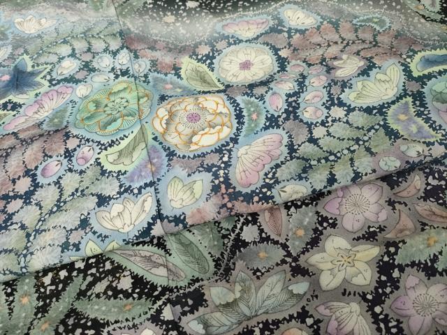 平和屋着物●吉乃一廉 幻の辻が花 訪問着 辻が花 駒刺繍 暈し染め 金彩 正絹 逸品 AABI4536ck
