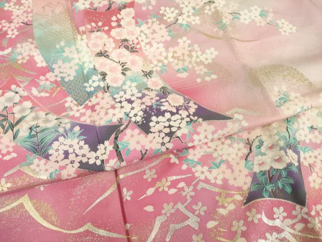 平和屋着物●大正の浮世絵師 竹久夢二 夢二ロマン 振袖 短冊花文 暈し染め 金銀彩 港屋好み 正絹 逸品 AABI4543ck