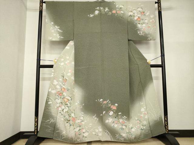 平和屋着物●訪問着 友禅 枝花文 暈し染め 正絹 逸品 AABI4554ck