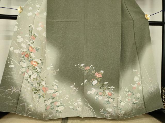 平和屋着物●訪問着 友禅 枝花文 暈し染め 正絹 逸品 AABI4554ck