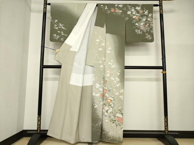 平和屋着物●訪問着 友禅 枝花文 暈し染め 正絹 逸品 AABI4554ck