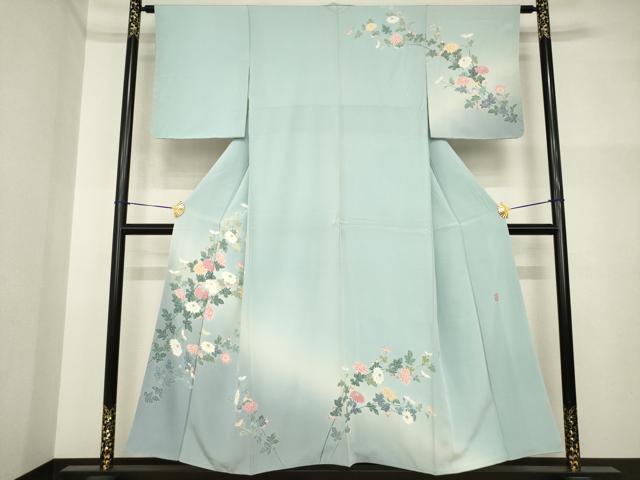 平和屋着物●十日町友禅 女流作家 遠田藤舟 訪問着 草花文 暈し染め 正絹 逸品 AABI4556ck