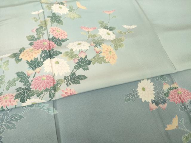 平和屋着物●十日町友禅 女流作家 遠田藤舟 訪問着 草花文 暈し染め 正絹 逸品 AABI4556ck