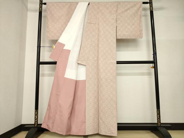 平和屋着物●上質な紬 絞り 菱繋ぎ 正絹 逸品 AABI4559ck