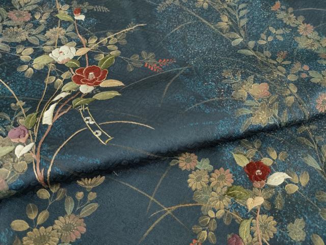 平和屋着物●訪問着 刺繍 短冊花文 金彩 正絹 逸品 AABI4560ck